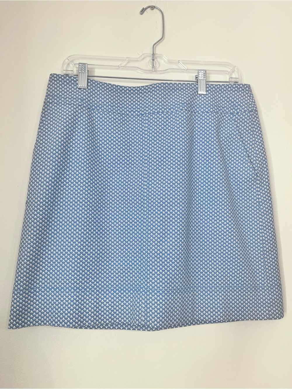Talbots Sky Blue A-Line Lined Skirt Sailboats Nautical Preppy Women’s 8